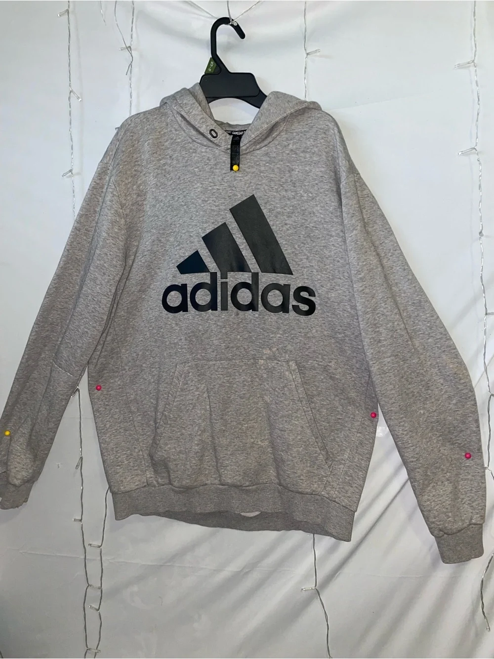adidas Heather Gray Pullover Hoodie with Black Logo